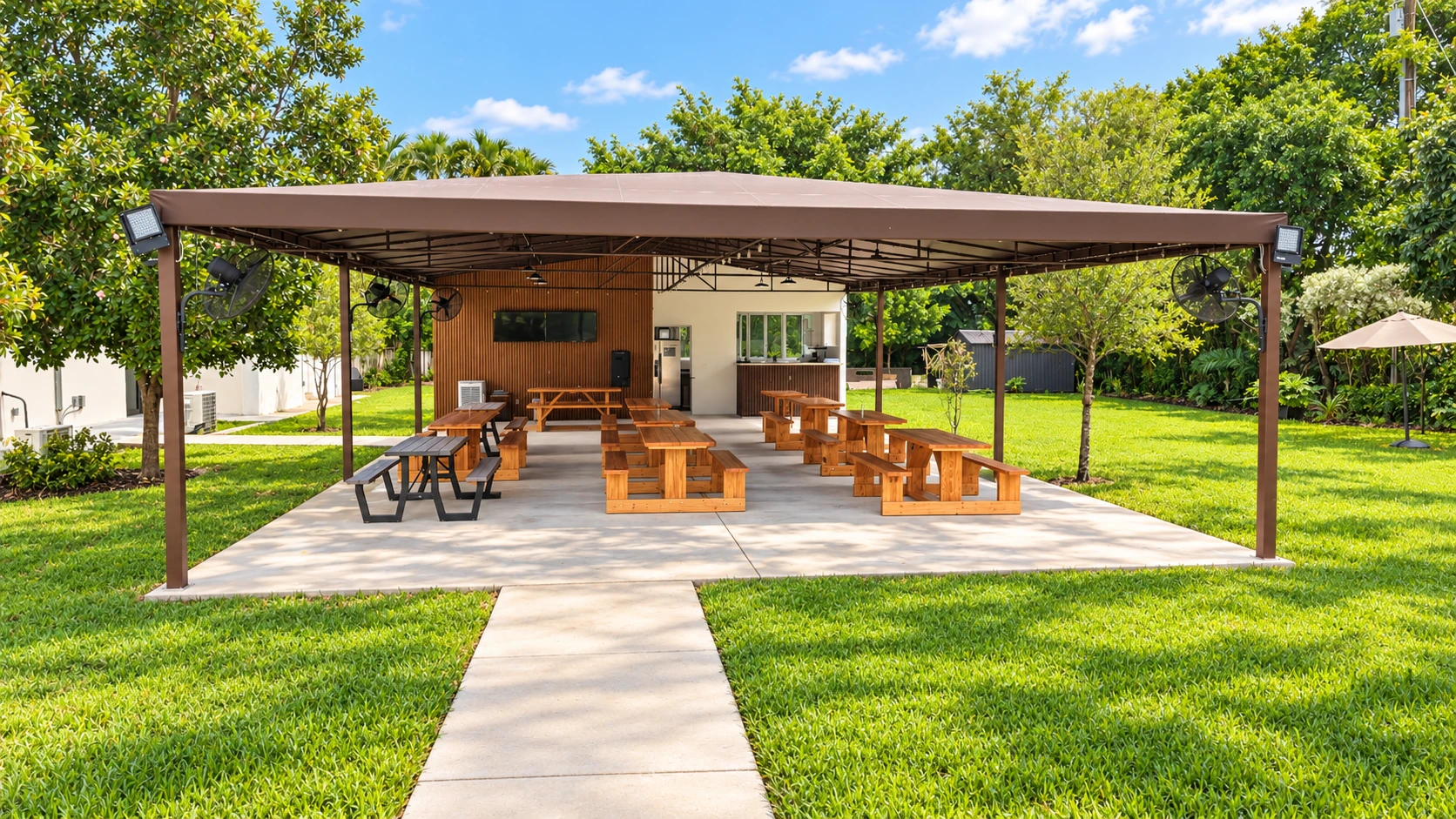 Área exterior para actividades y comidas